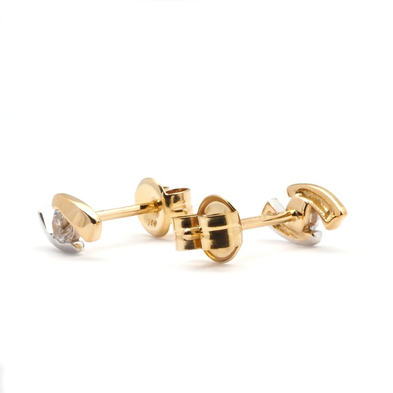 Boucles d'oreilles - Carador - Or bicolore 750/000 - Oxyde de zirconium