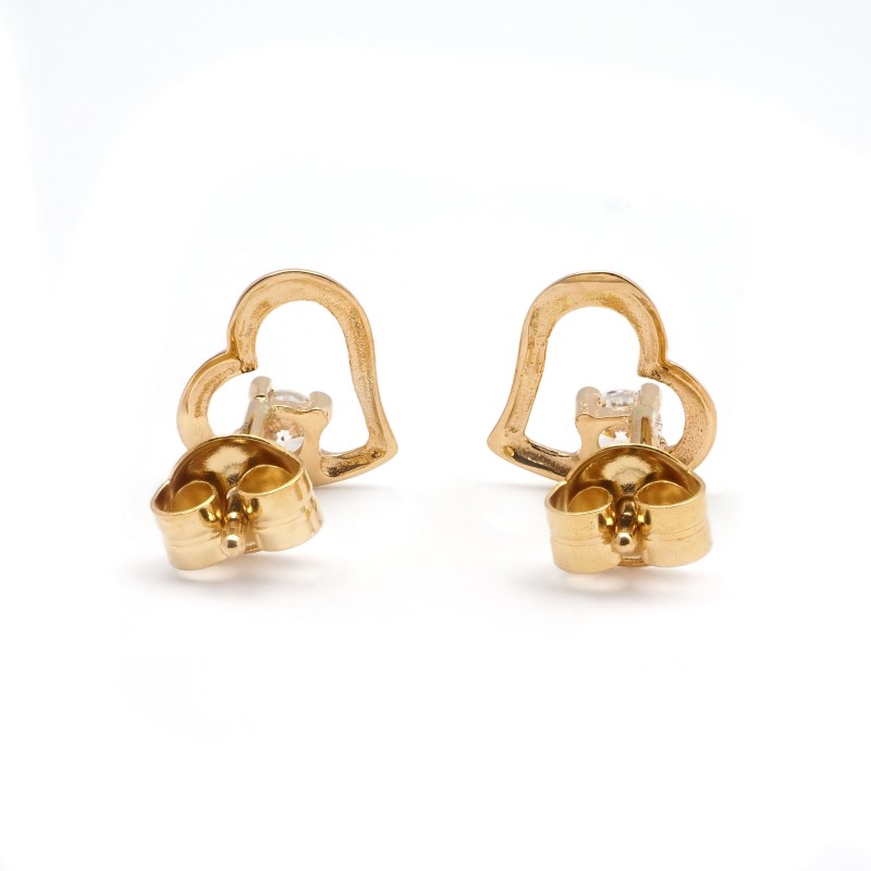 Boucles d'oreilles - Carador - Or bicolore 750/000 - Oxyde de zirconium - Cœur