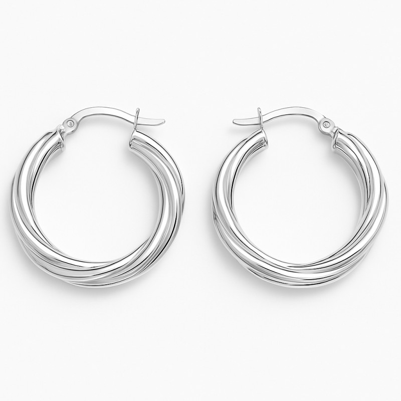 Créoles rondes - Carador - Argent torsadées 3.5mm - 23/2