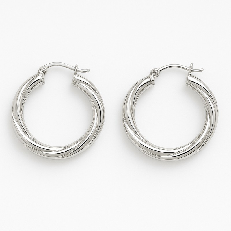 Créoles rondes - Carador - Argent torsadées 3.5mm - 28/2