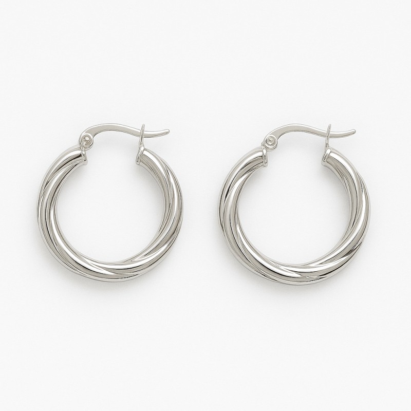 Créoles rondes - Carador - Argent torsadées 3.5mm - 33/2