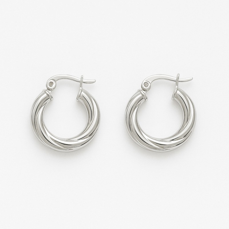 Créoles rondes - Carador - Argent torsadées 3mm - 18/2