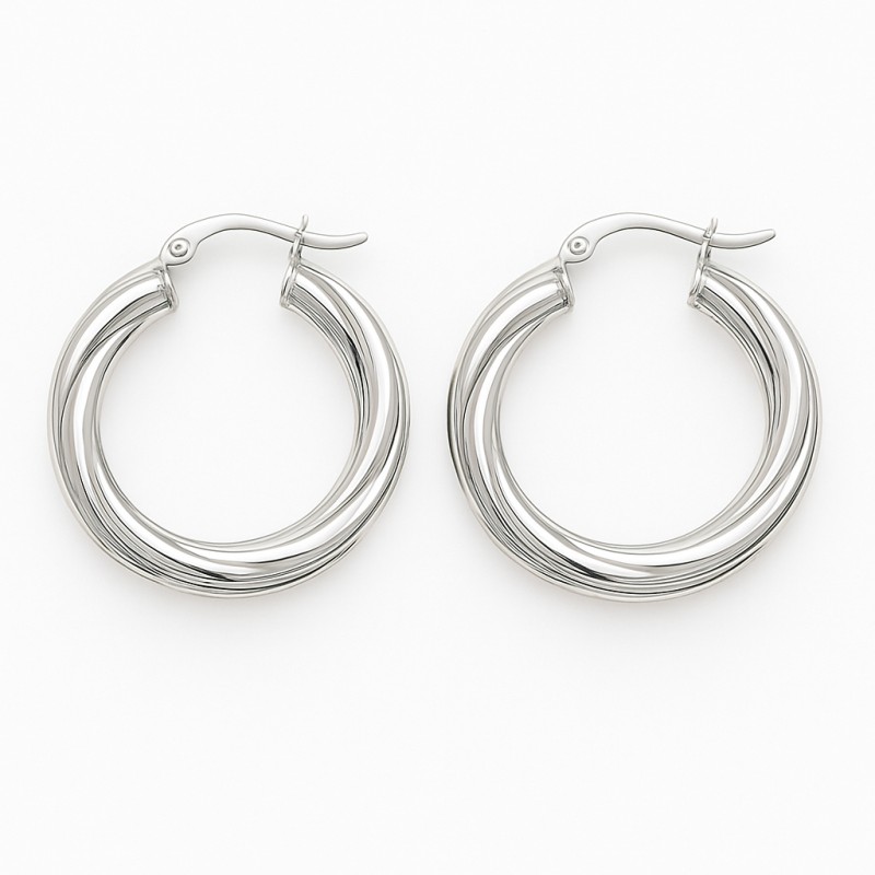 Créoles rondes - Carador - Argent torsadées 3mm - 32/2