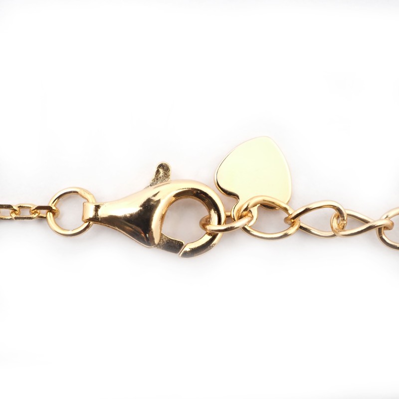 Collier Silver Pop - Femme - Argent Doré - Oxydes de zirconium et Malachite - Trèfle