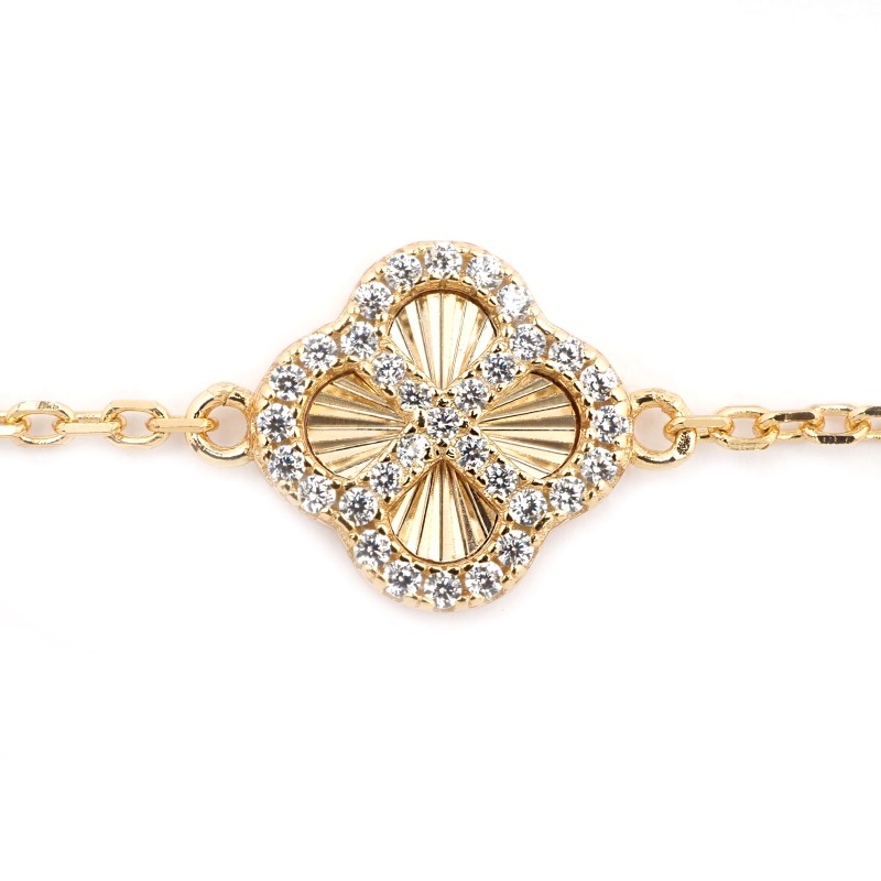 Bracelet Silver Pop - Femme - Argent Doré - Oxydes de zirconium - Trèfle