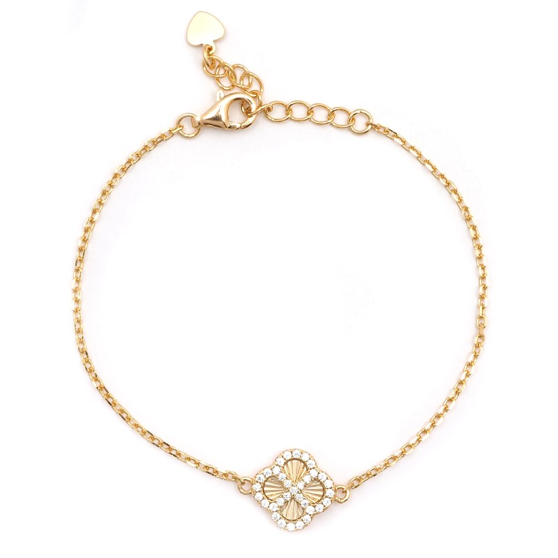 Bracelet Silver Pop - Femme - Argent Doré - Oxydes de zirconium - Trèfle