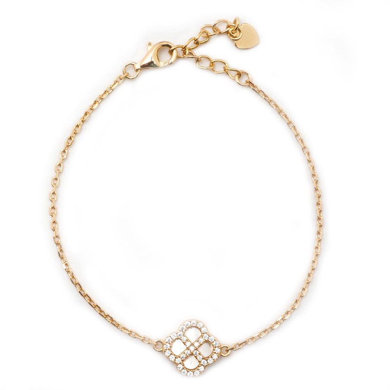 Bracelet Silver Pop Femme - Argent Doré - Oxydes de zirconium et Nacre - Trèfle