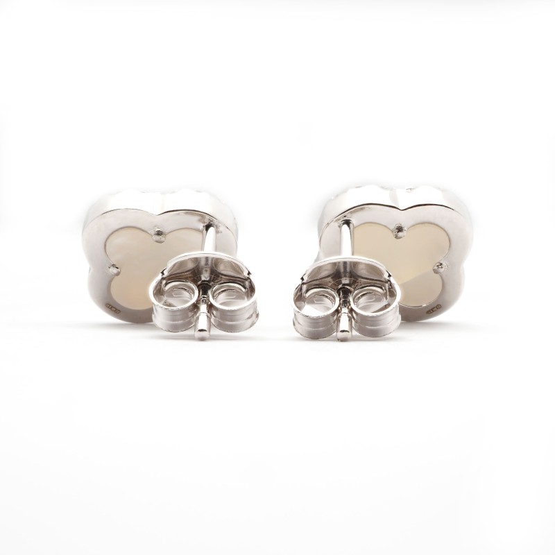 Boucles d'oreilles Silver Pop Femme - Argent - Oxydes de zirconium et Nacre - Trèfle