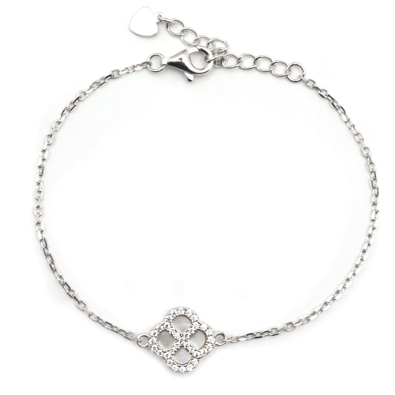 Bracelet Silver Pop  Femme - Argent - Oxydes de zirconium et Nacre - Trèfle