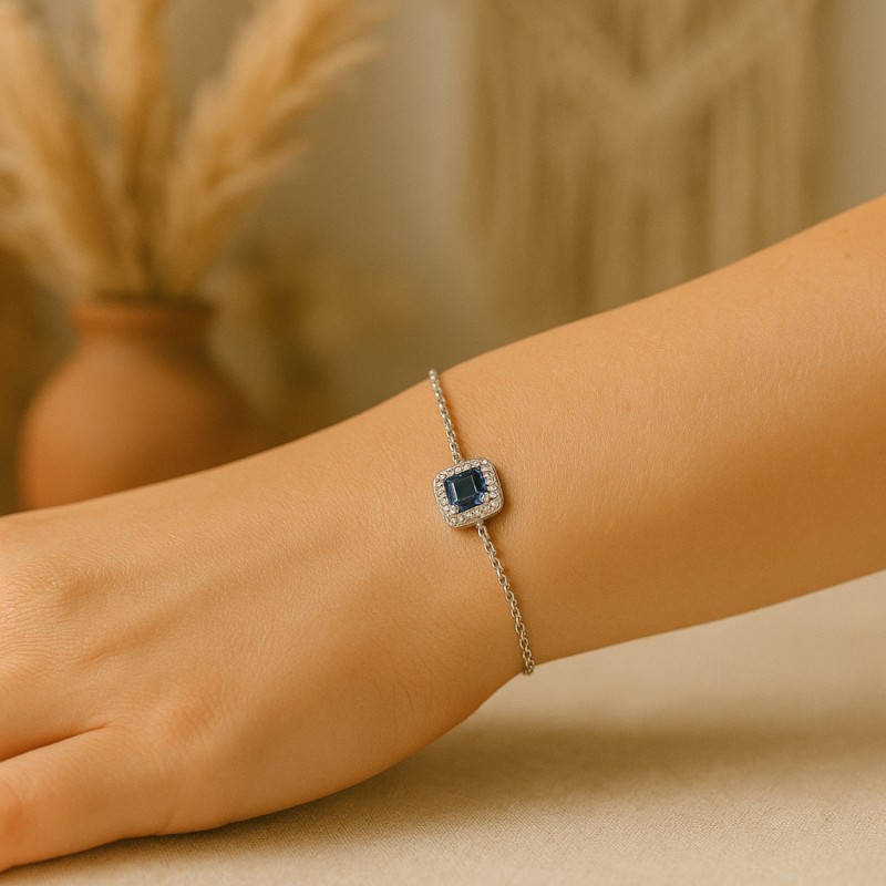 Bracelet en or blanc 750/000 en diamant et saphir