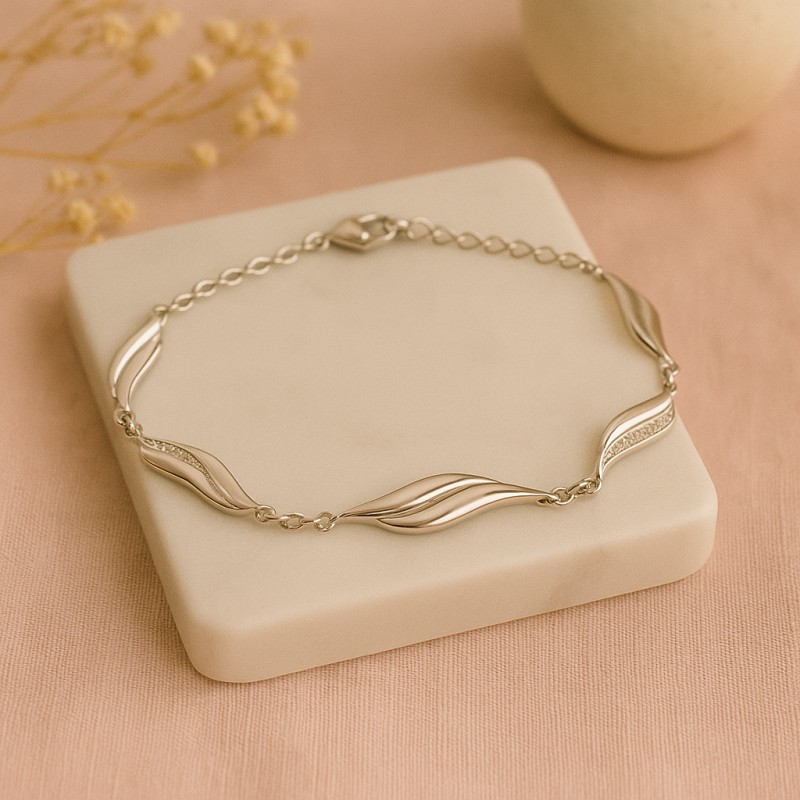 Bracelet en argent et oxydes de zirconium