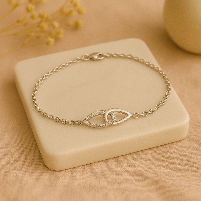 Bracelet en argent et oxyde de zirconuim double goutte