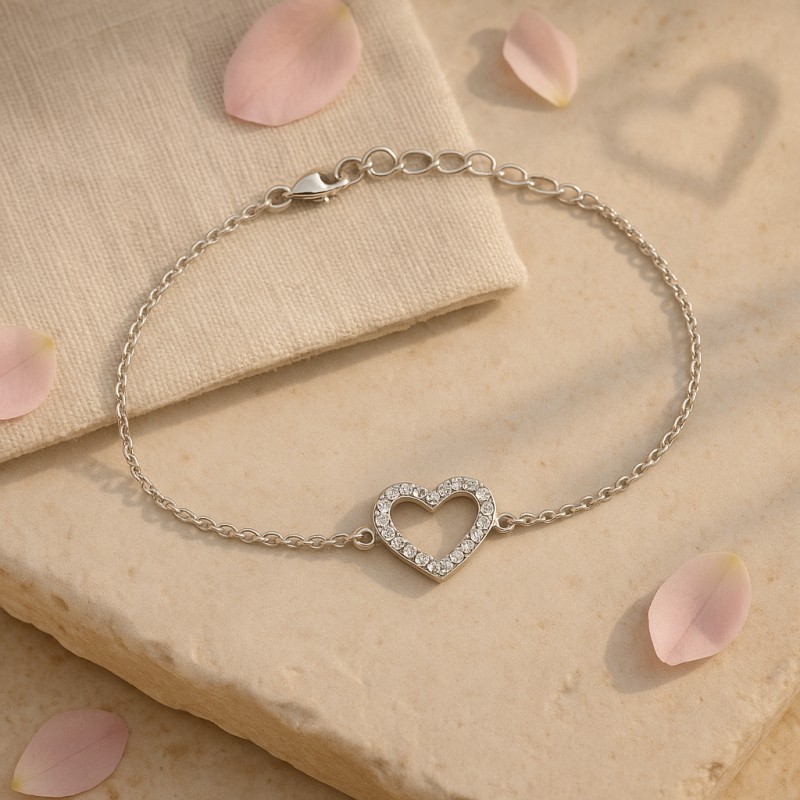 Bracelet Carador Coeur orné d'oxydes de zirconium Argent 925/000