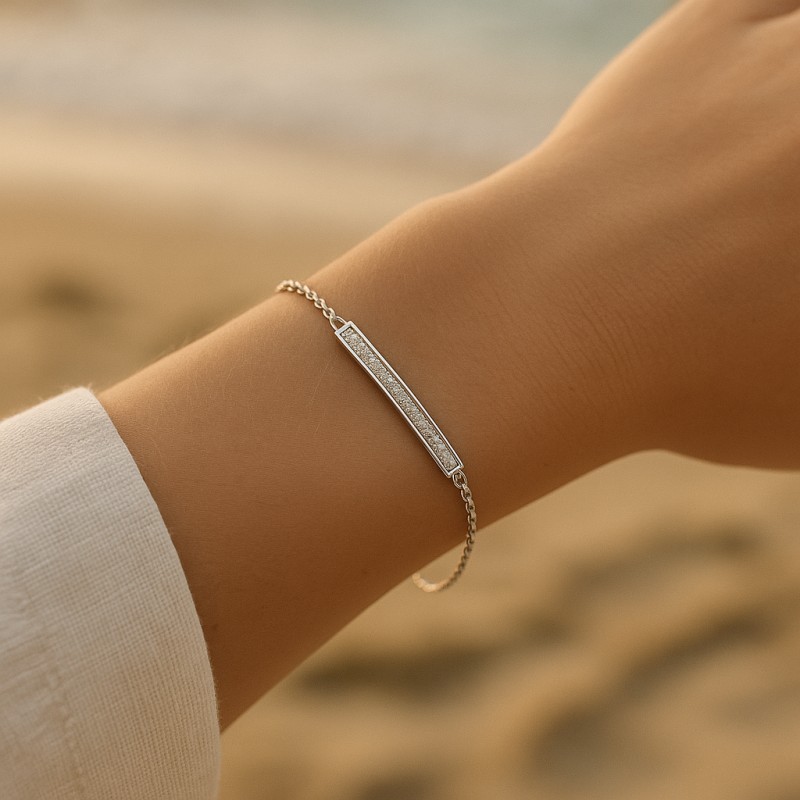 Bracelet Femme Carador barrette empierré d'oxydes de zirconium en argent 925/000