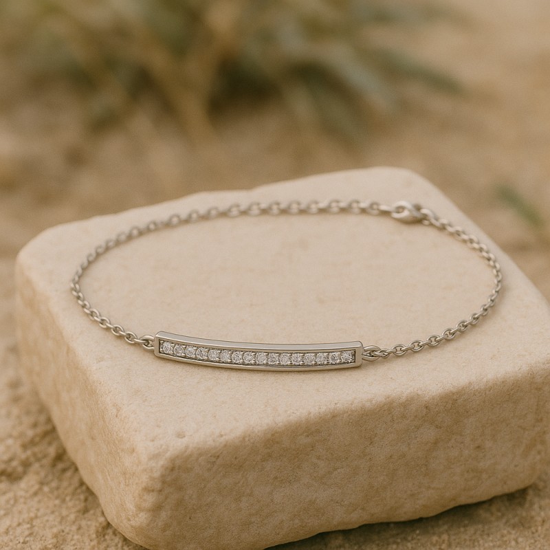 Bracelet Femme Carador barrette empierré d'oxydes de zirconium en argent 925/000