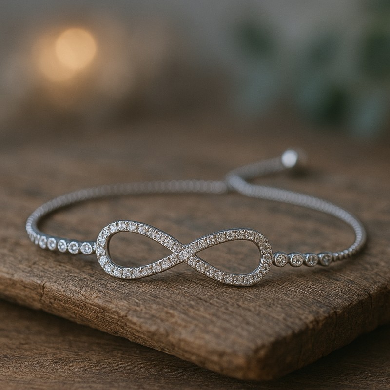 Bracelet Carador motif infini serti d'oxydes de zirconium en argent 925/000