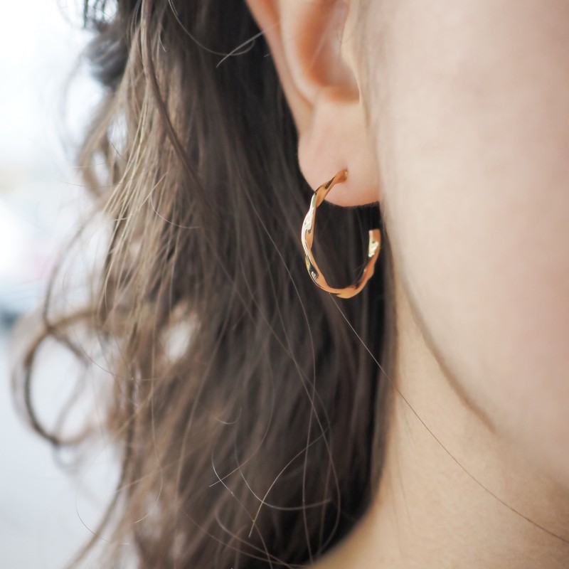 Boucles d'oreilles demi créoles torsadées -  Carador - Plaqué or