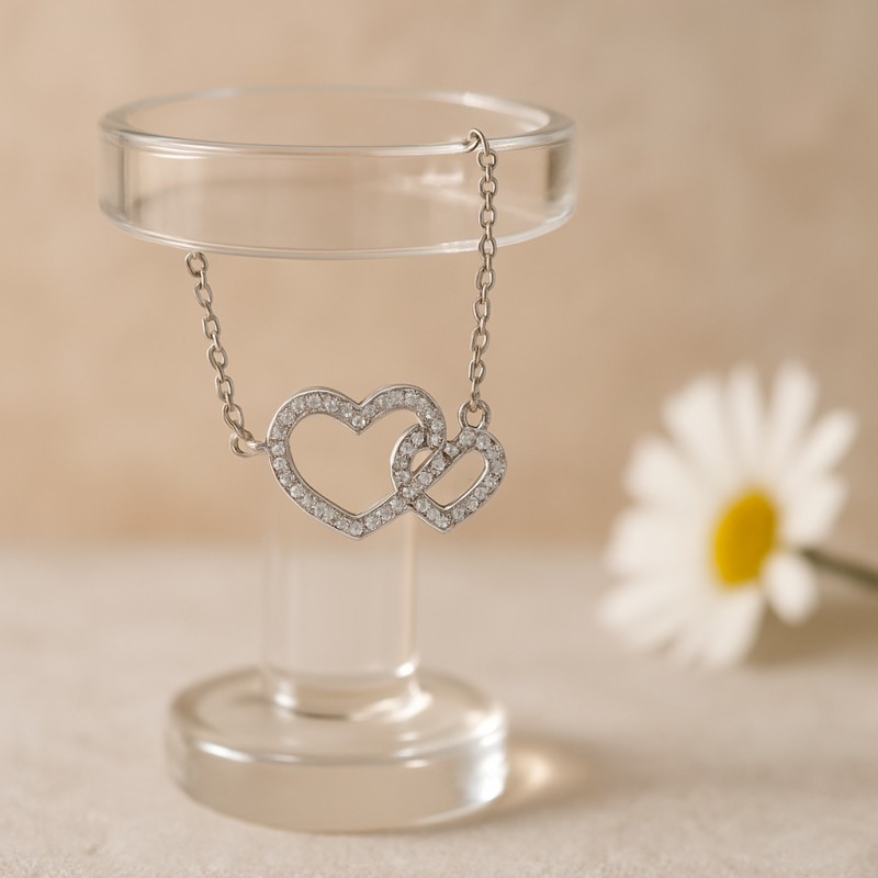 Bracelet Carador coeurs enlacés en argent 925/000 et oxydes de zirconium