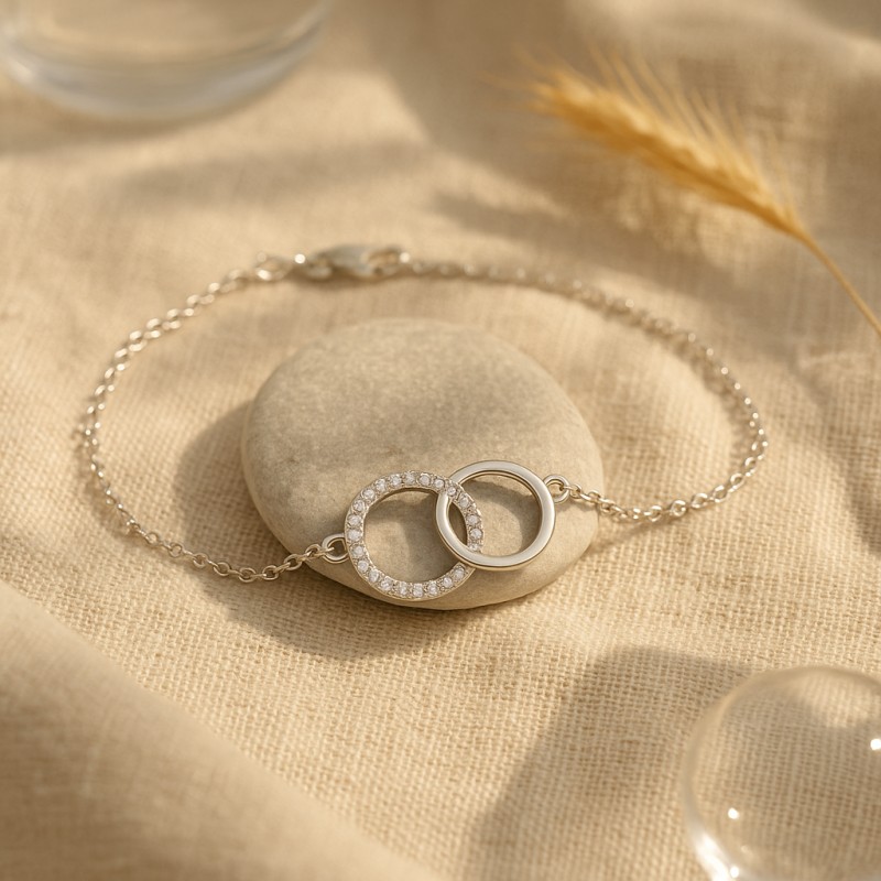 Bracelet Femme Carador - Argent, Oxydes de zirconium - Doubles cercles