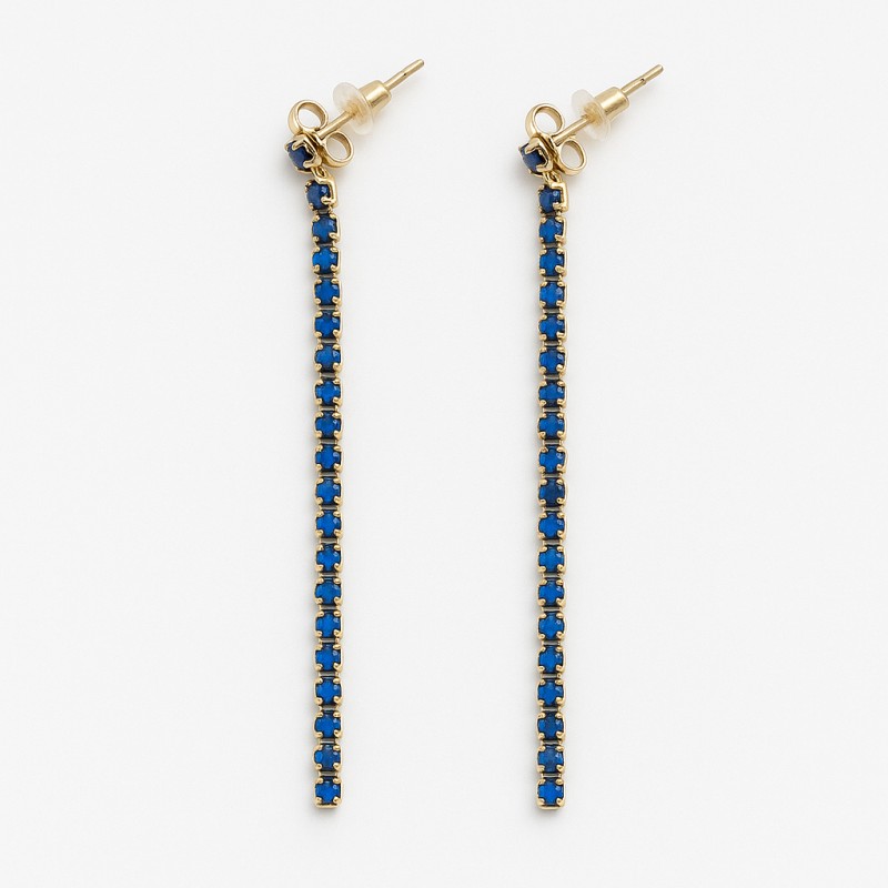 Boucles d'oreilles Amporelle Acier doré - Pierres synthétiques bleus