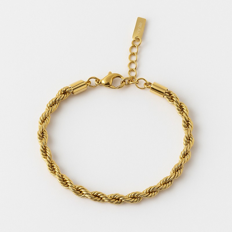 Bracelet Amporelle Acier doré - Maille torsadée 3mm