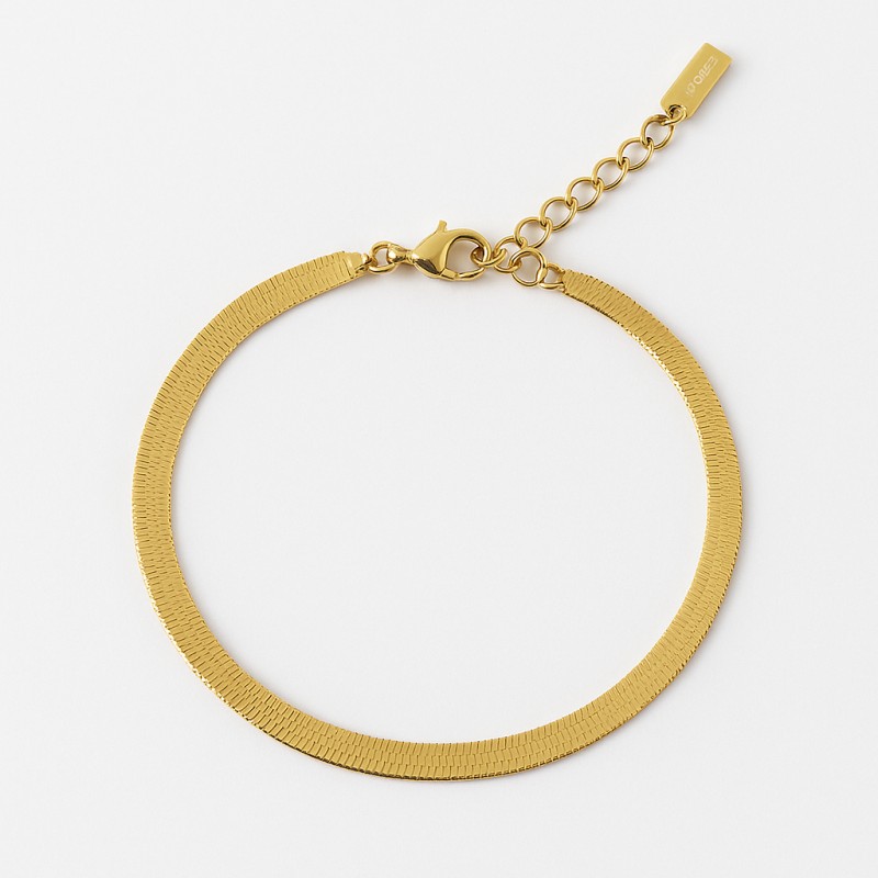 Bracelet - Amporelle - Acier doré - Maille plate 2mm