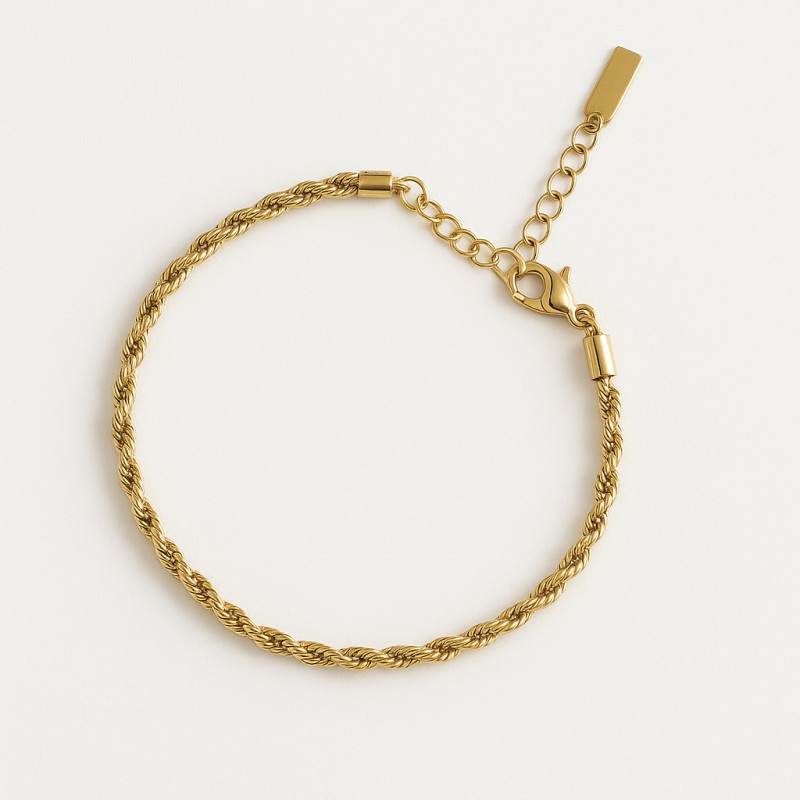 Bracelet - Amporelle - Acier doré - Maille torsadée 2mm