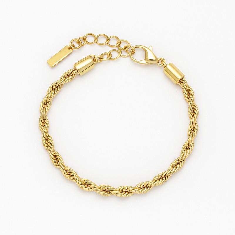 Bracelet Amporelle Acier doré - Maille torsadée 4mm