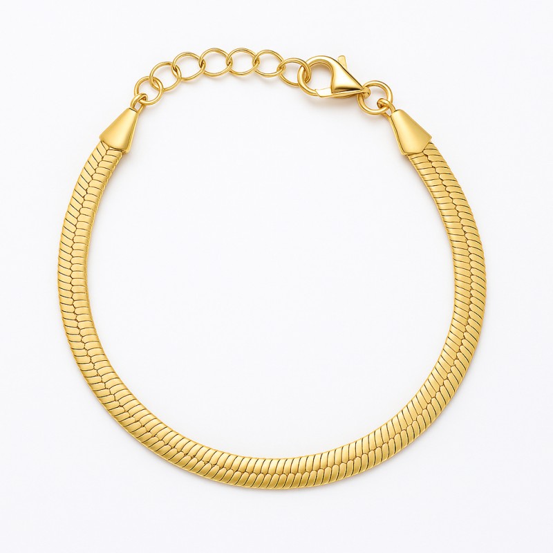 Bracelet Amporelle Acier doré - Maille plate 4mm