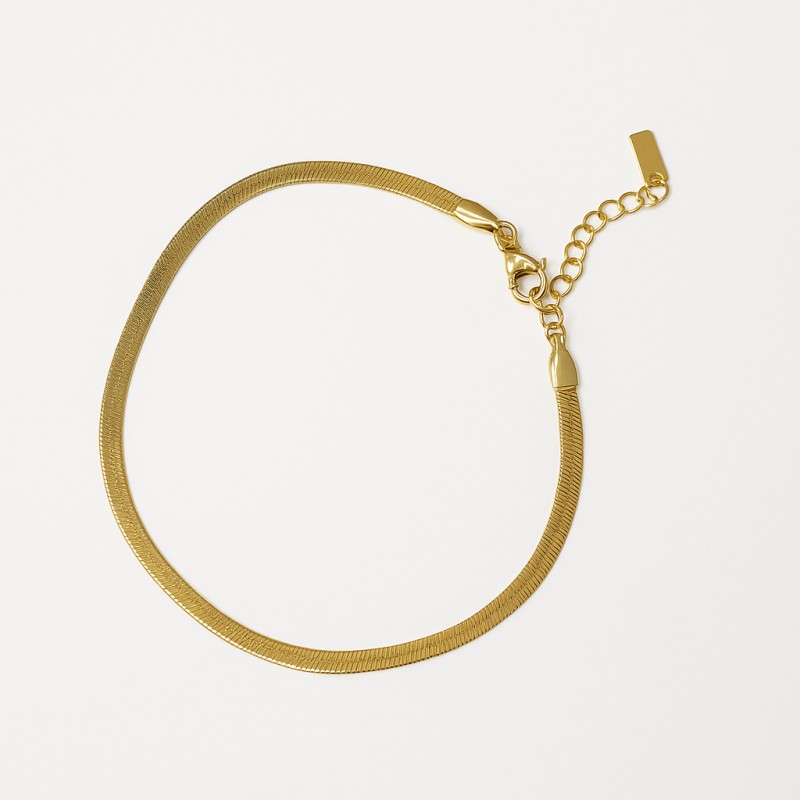 Bracelet Amporelle Acier doré - Maille plate 3mm