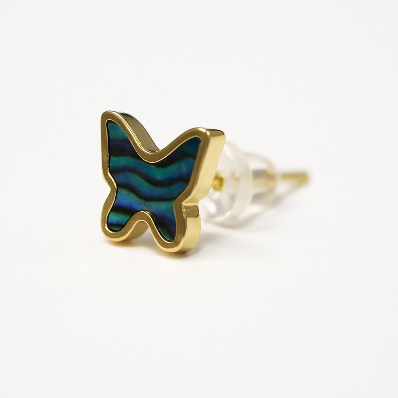 Boucles d'oreilles Papillons Amporelle - Acier doré Pierres Synthétiques