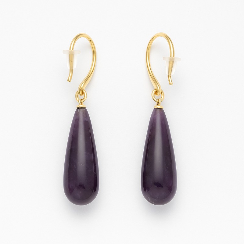 Boucles d'oreilles Gouttes Amporelle - Acier doré Pierres Synthétiques