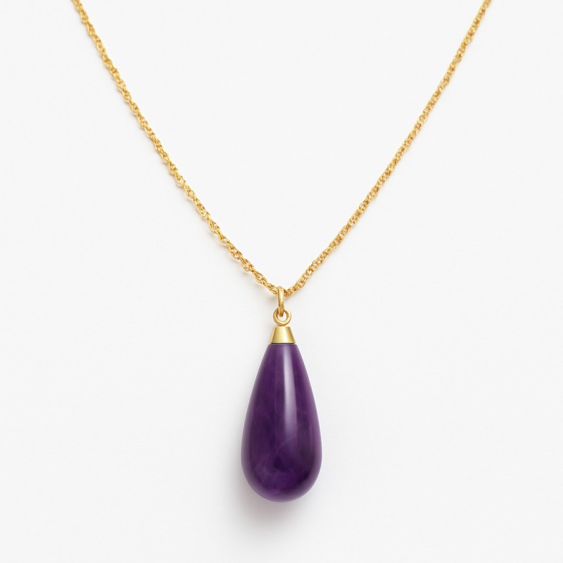 Collier Amporelle Acier doré - Goutte Pierre Synthétique