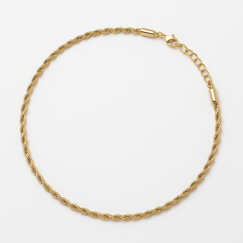 Collier Amporelle Acier doré - Maille torsadée 2mm