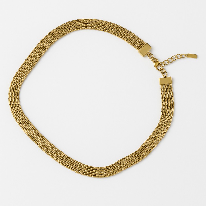 Collier Amporelle Acier doré - Maille 8mm