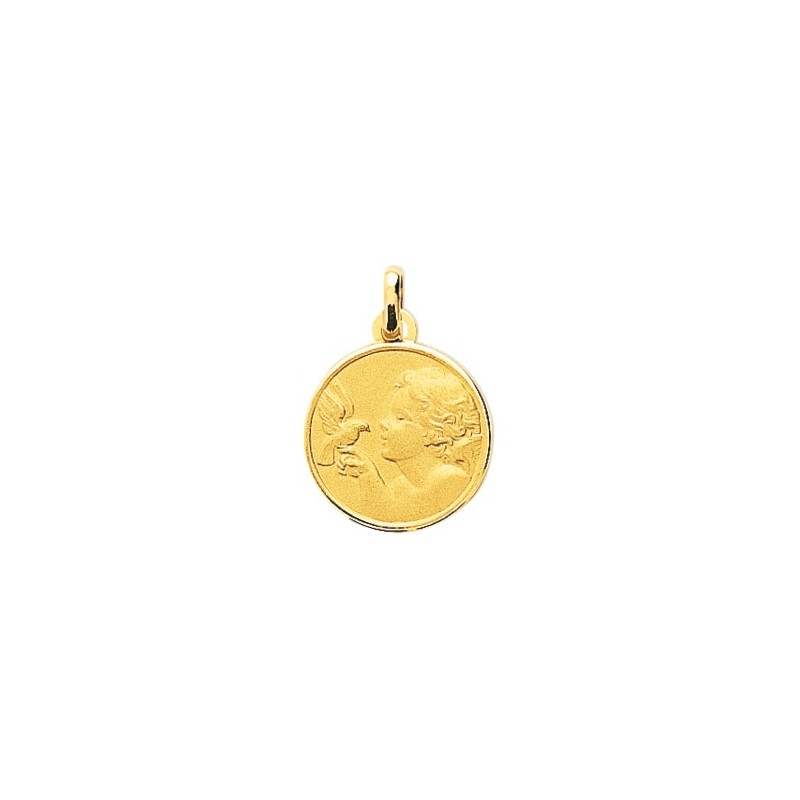 Pendentif Carador PlaquéOr - médaille ange et colombe