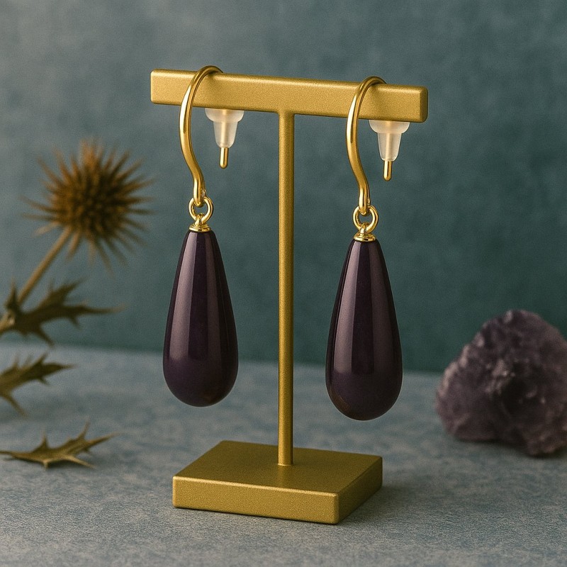 Boucles d'oreilles Gouttes Amporelle - Acier doré Pierres Synthétiques