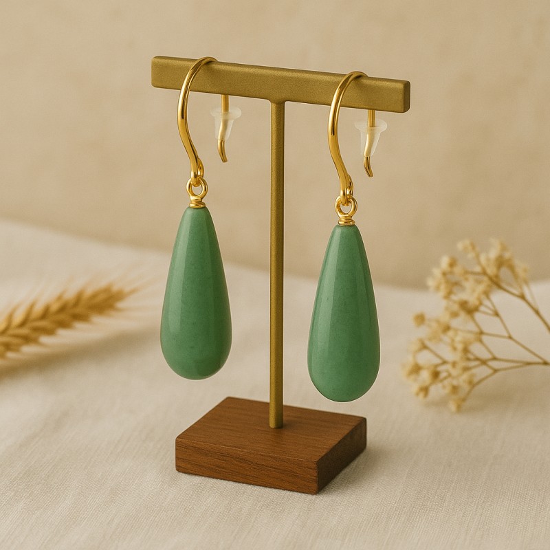 Boucles d'oreilles Gouttes Amporelle - Acier doré Pierres Synthétiques