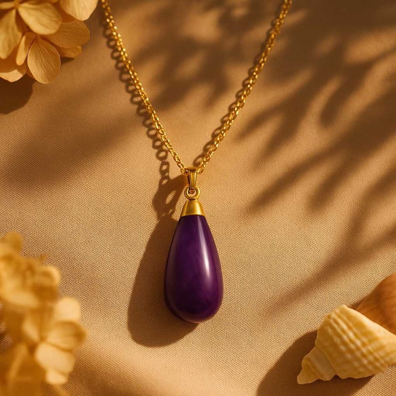 Collier Amporelle Acier doré - Goutte Pierre Synthétique