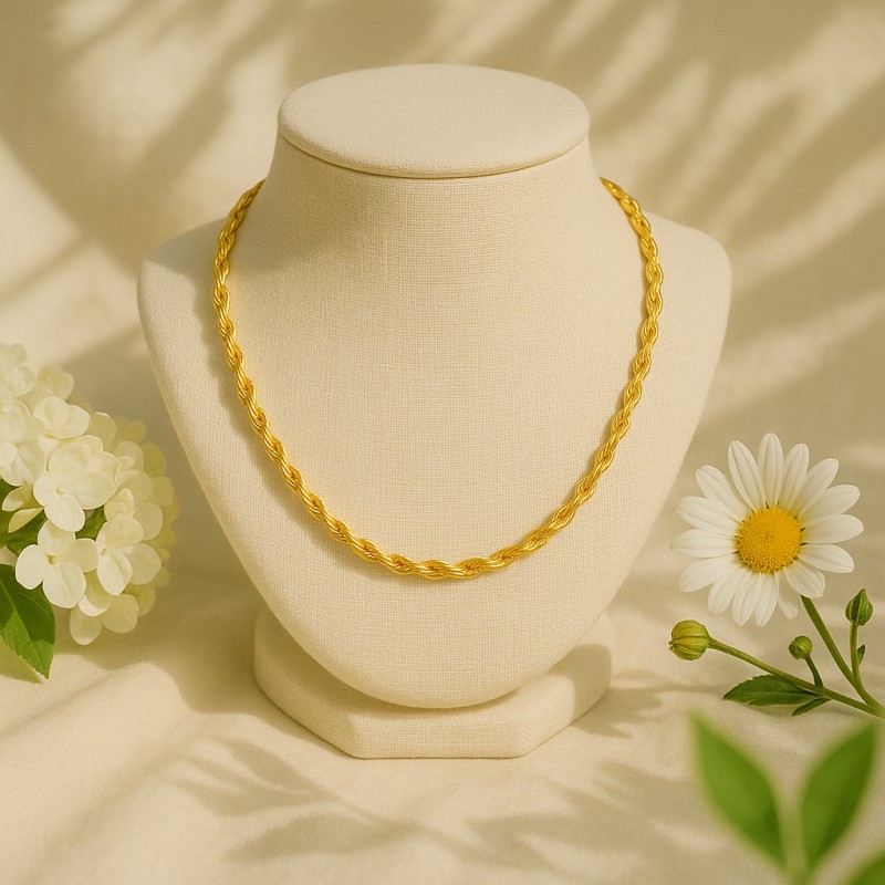 Collier Amporelle Acier doré - Maille torsadée 2mm