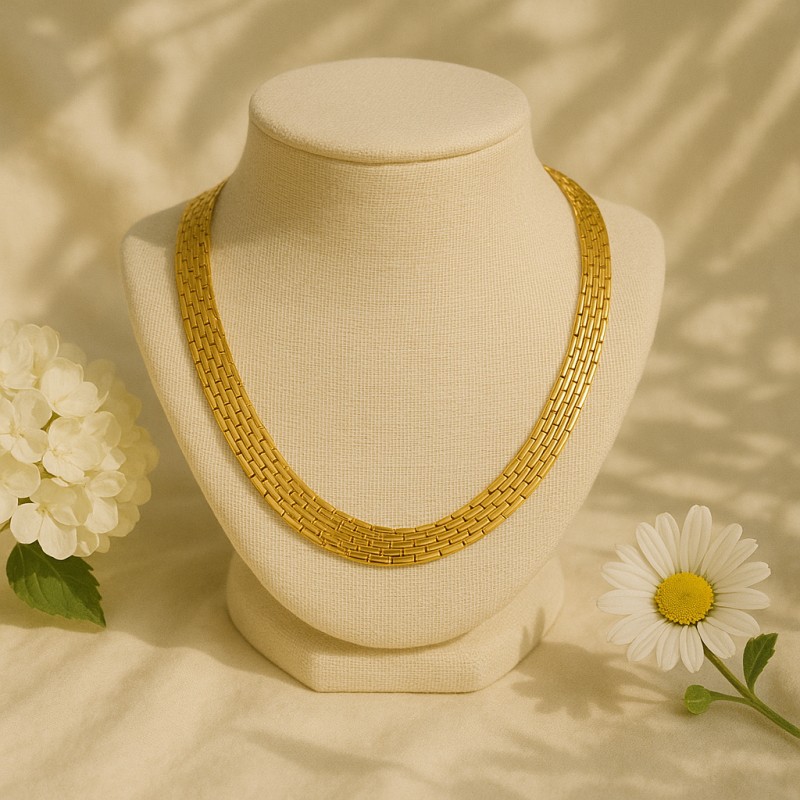 Collier Amporelle Acier doré - Maille 8mm