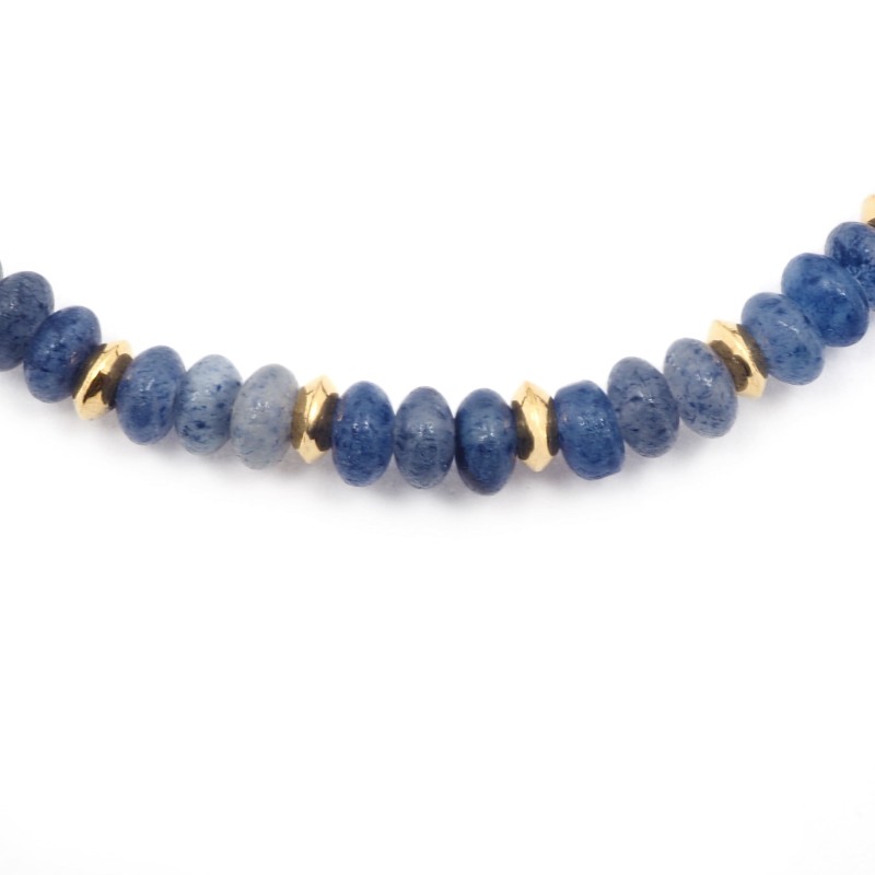 Bracelet Amporelle Acier doré -  Elastique Pierres synthétiques bleus