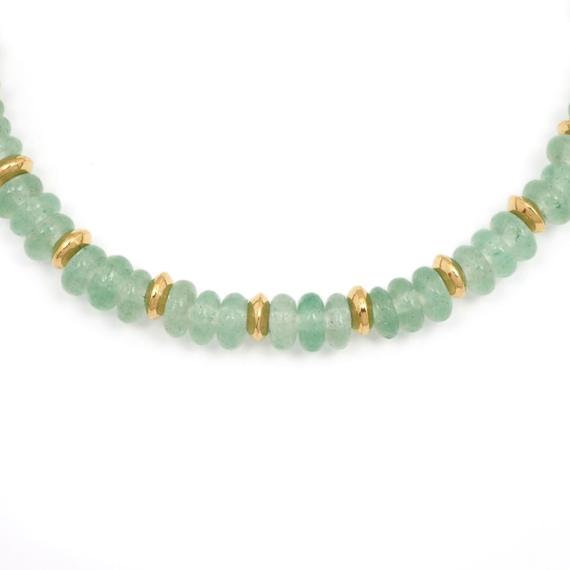 Bracelet Amporelle Acier doré -  Elastique Pierres synthétiques vertes