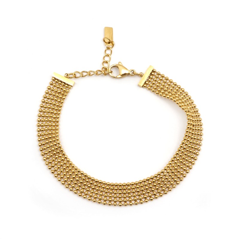 Bracelet Amporelle Acier doré - maille boules