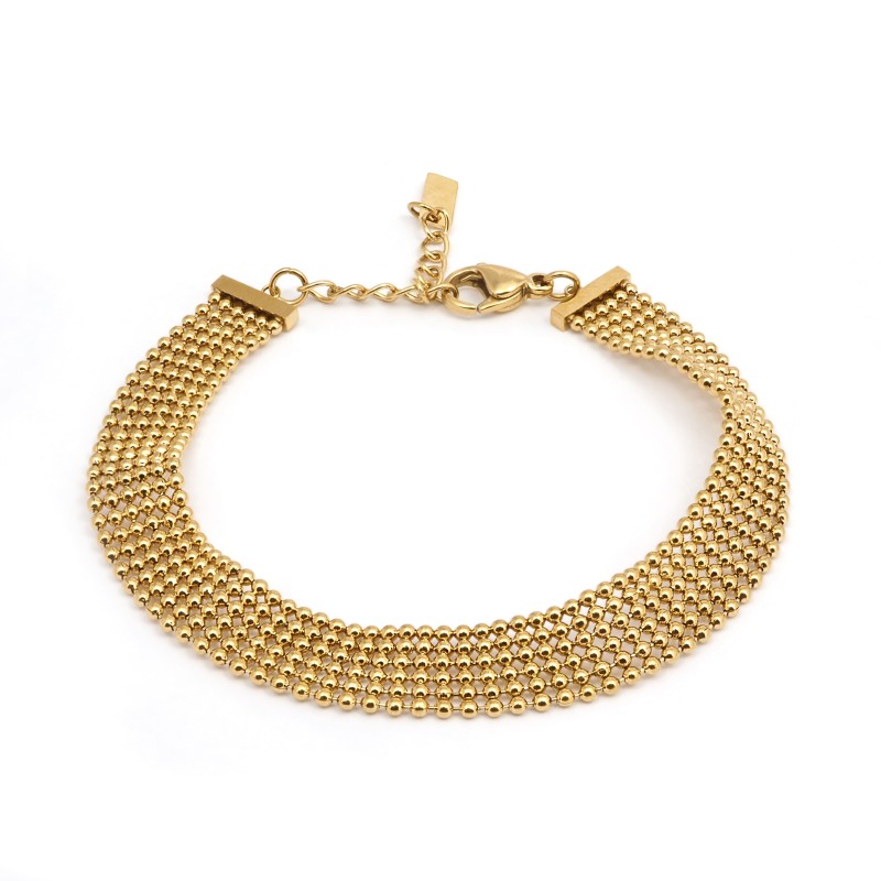 Bracelet Amporelle Acier doré - maille boules