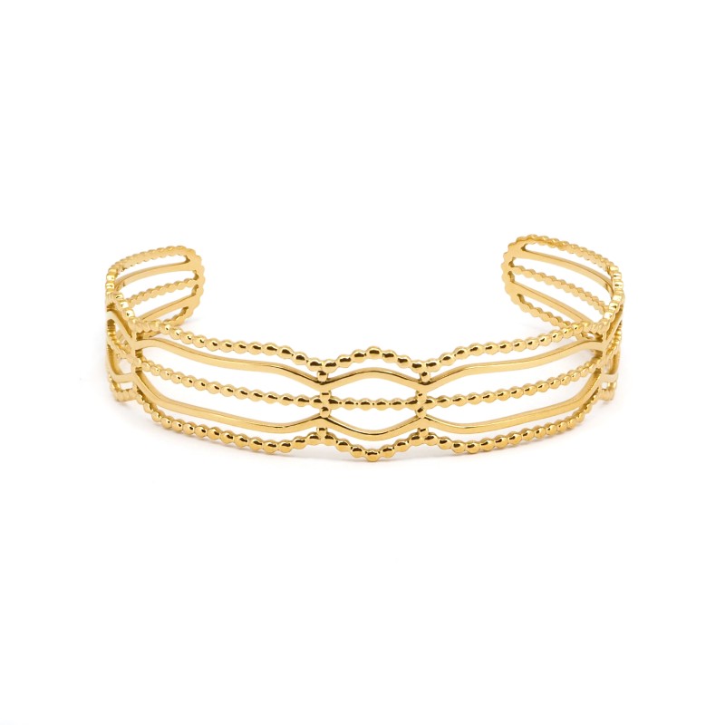 Bracelet Manchette Amporelle Acier doré
