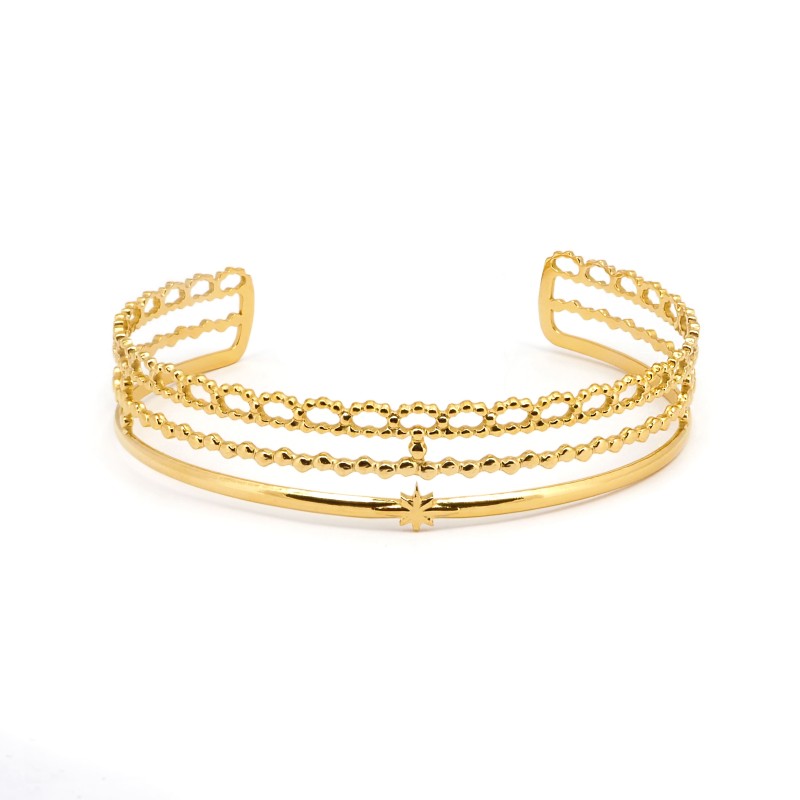 Bracelet Manchette Amporelle Acier doré