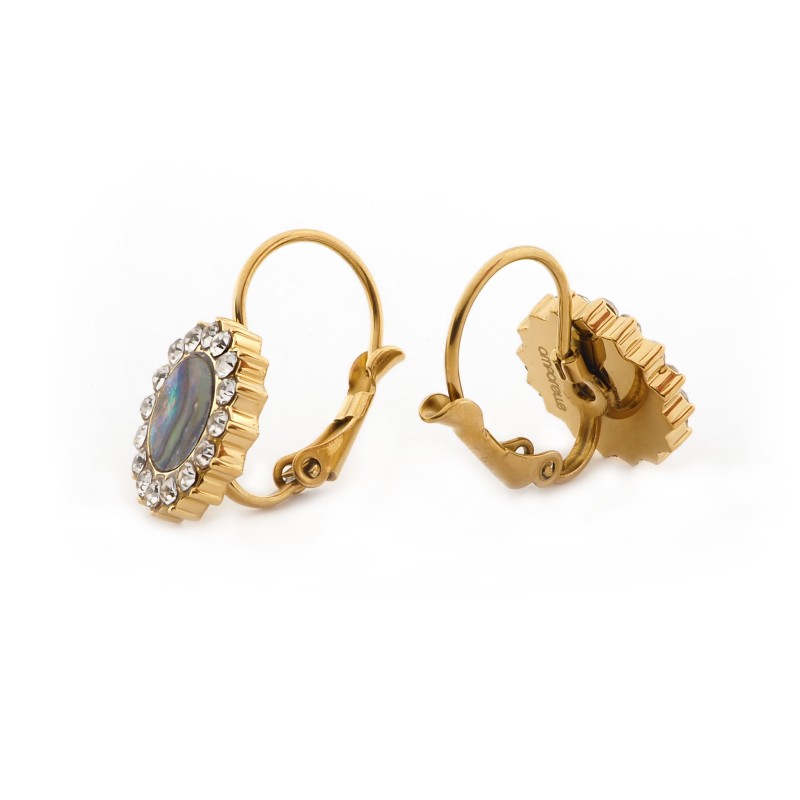 Boucles d'oreilles Amporelle Acier doré - Soleil Strass et pierre multicolore