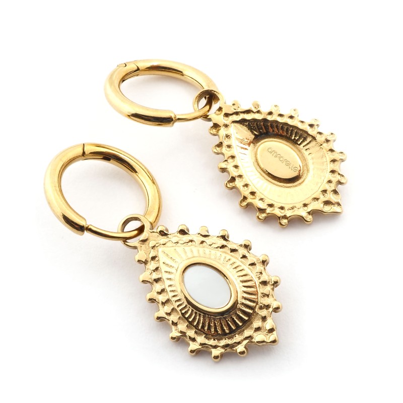 Boucles d'oreilles Amporelle Acier doré - Forme goutte effet nacre