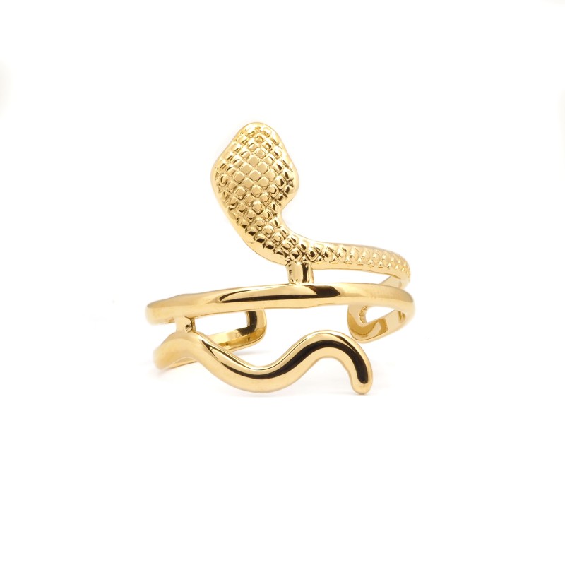 Bague Ajustable Amporelle Acier doré - Serpent